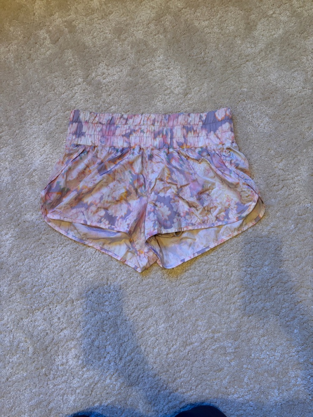 Hatch x FreePeople Pastel Tie-Dye Athletic Shorts in Pink and Lavender